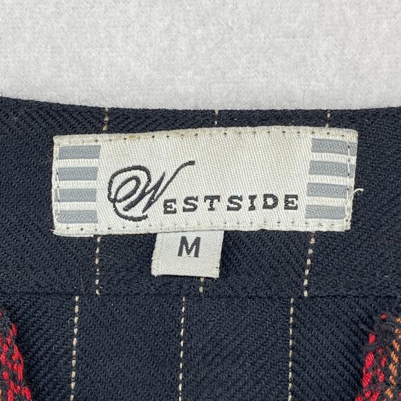 WESTSIDE Tunic M Woolen Kurta Southwestern Striped Split Neck 3/4 Sleeve Black - Picture 5 of 13